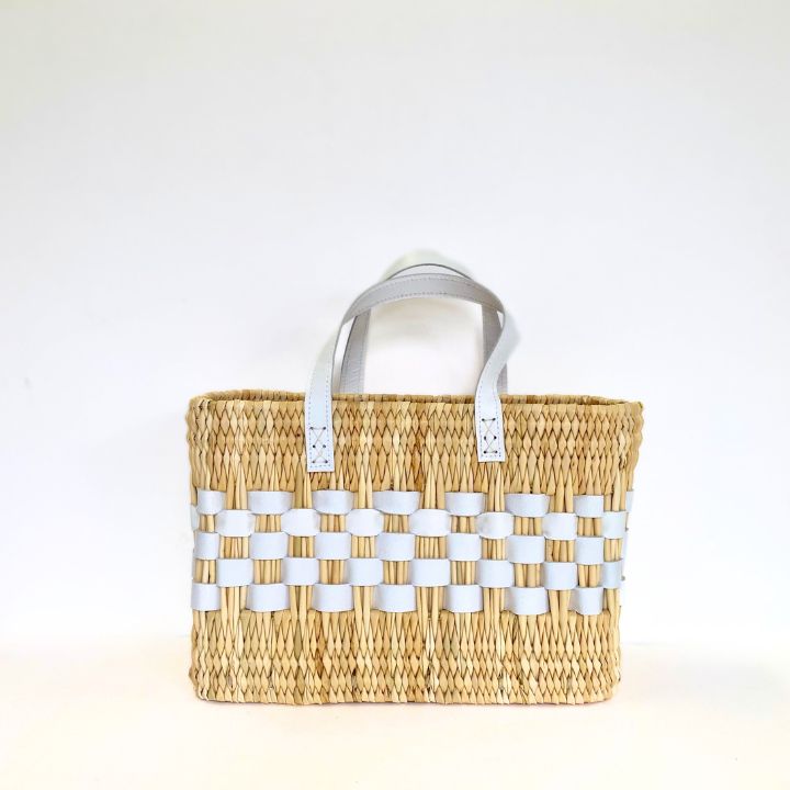 レザースクエアバスケットS　ホワイト