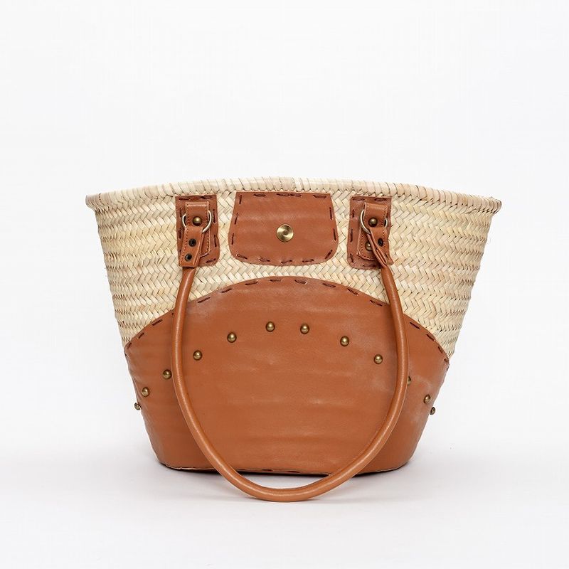 レザーベルトバスケット キャメル