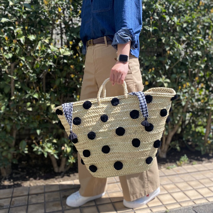 水玉バスケットLL ブラック