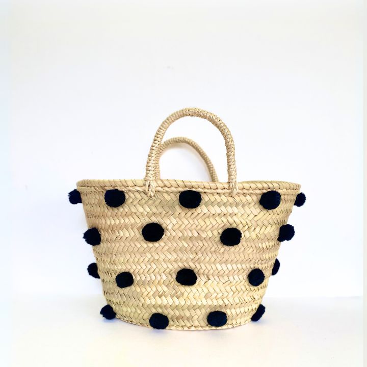 水玉バスケットM ブラック