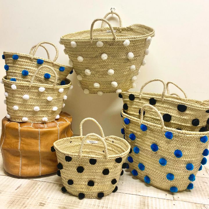 水玉バスケットM ブラック