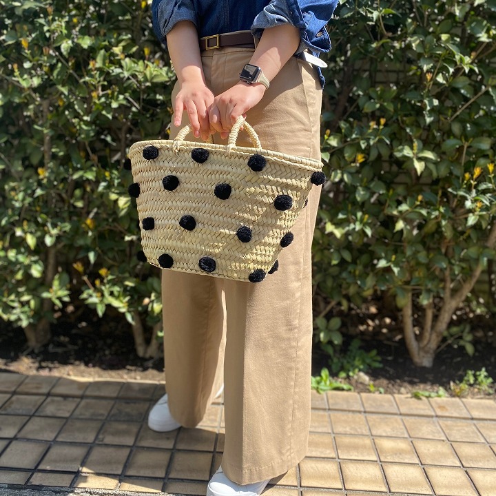 水玉バスケットM ブラック