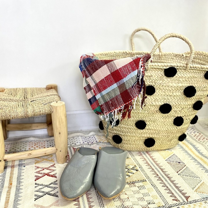 水玉バスケットLL ターコイズ