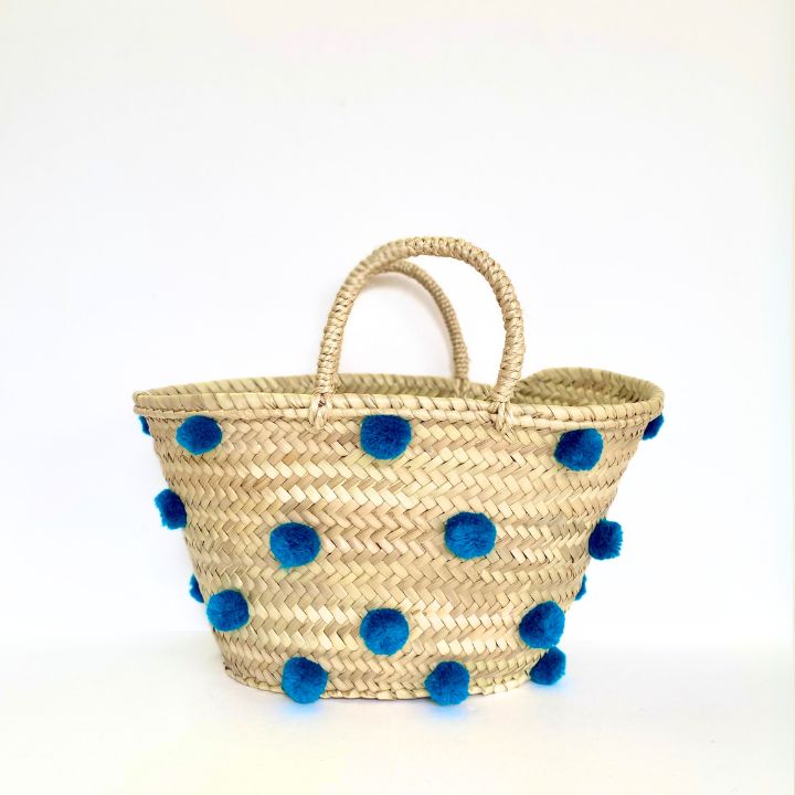 水玉バスケットM　ターコイズ