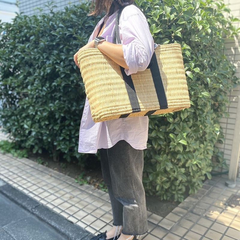 ストローアイビースクエアバスケット　キャメル
