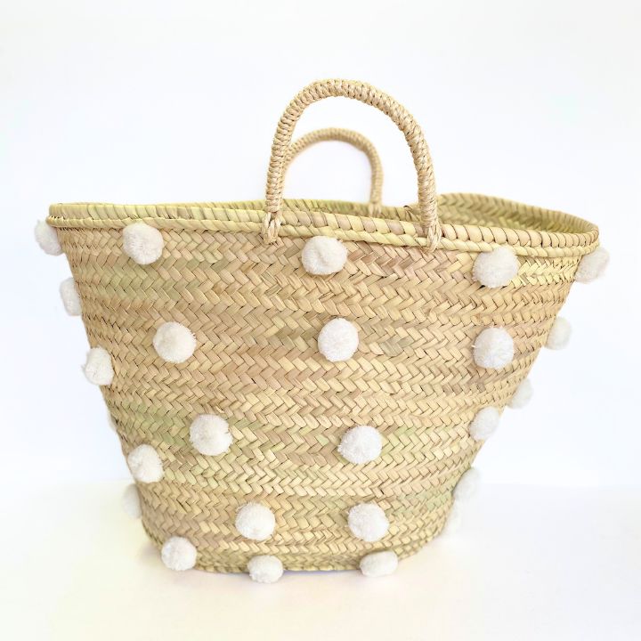 水玉バスケットLL　ホワイト