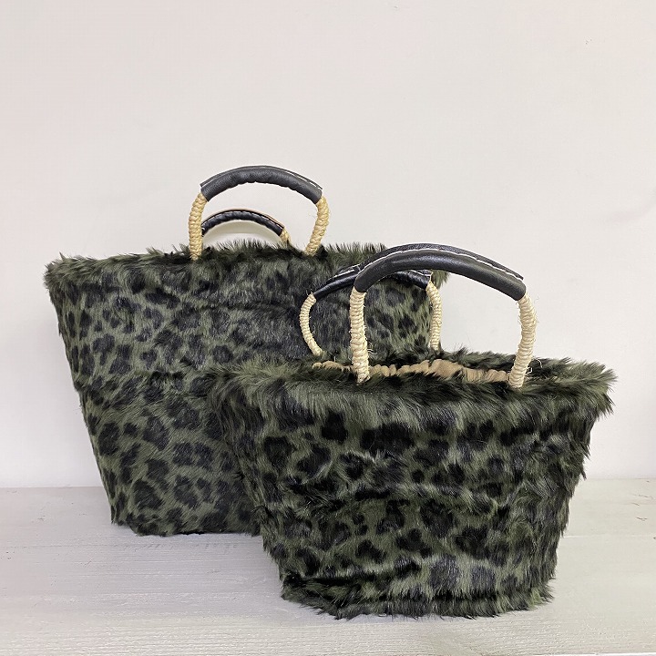 エコファーバスケット　ヒョウL　カーキ