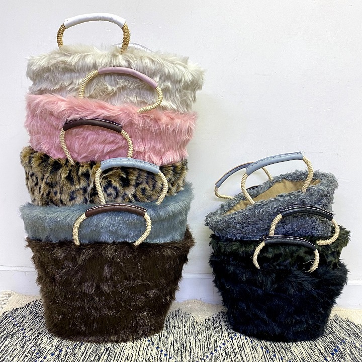 エコファーバスケット　ヒョウL　カーキ