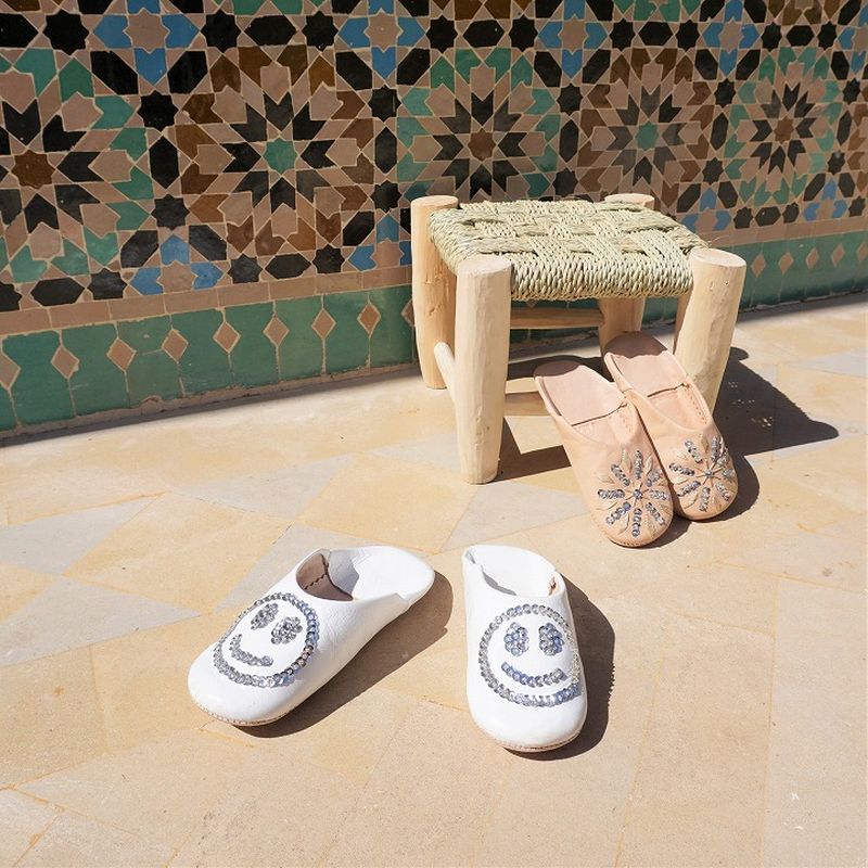 キッズ スマイルスパンコール バブーシュ シルバー