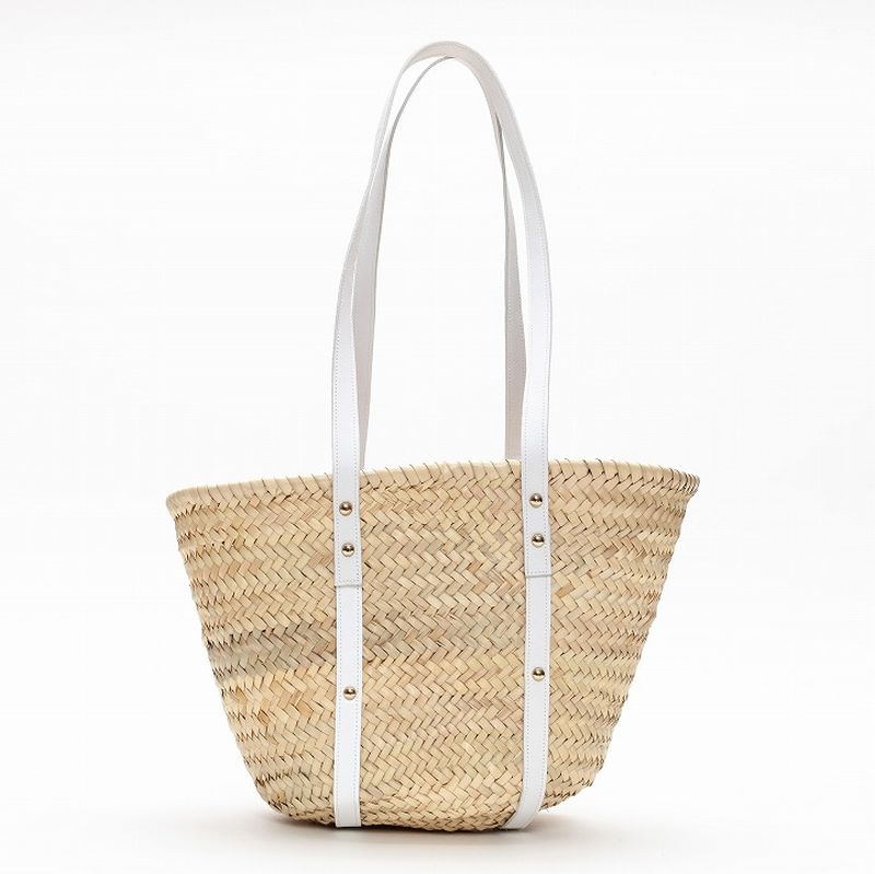 ショルダーレザーバスケットL ホワイト