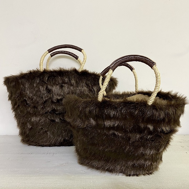 エコファーバスケットL ブラウン