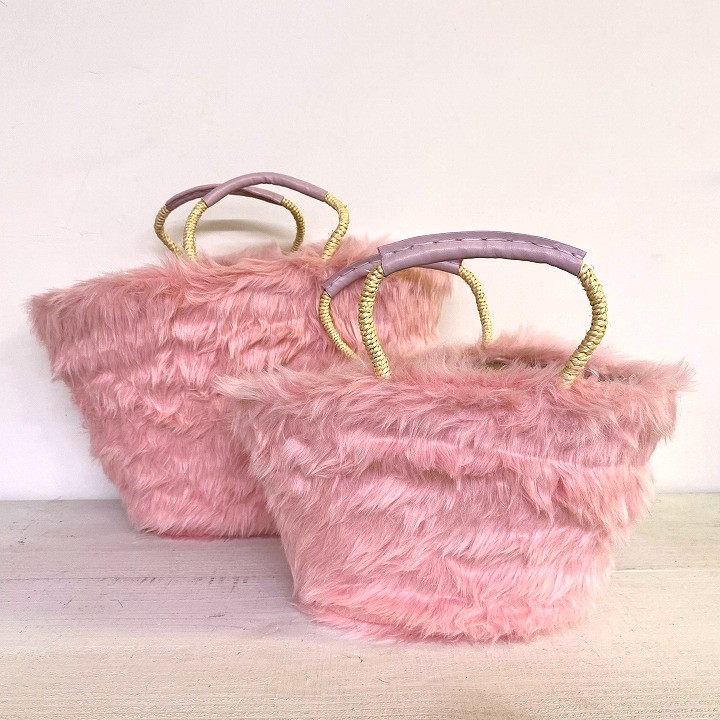 エコファーバスケットL　ピンク