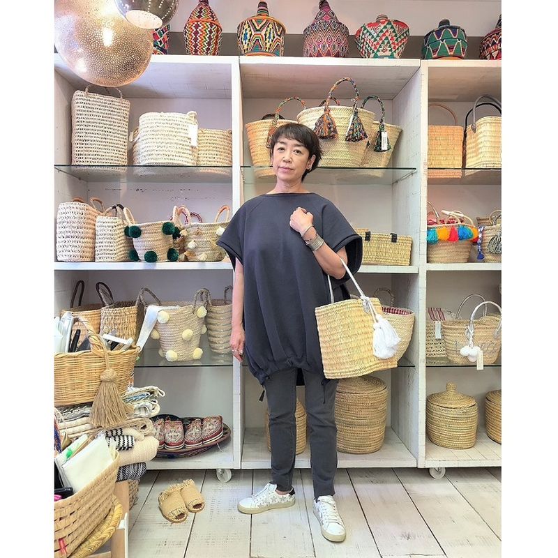 ストローワンハンドルバスケットM　グレー