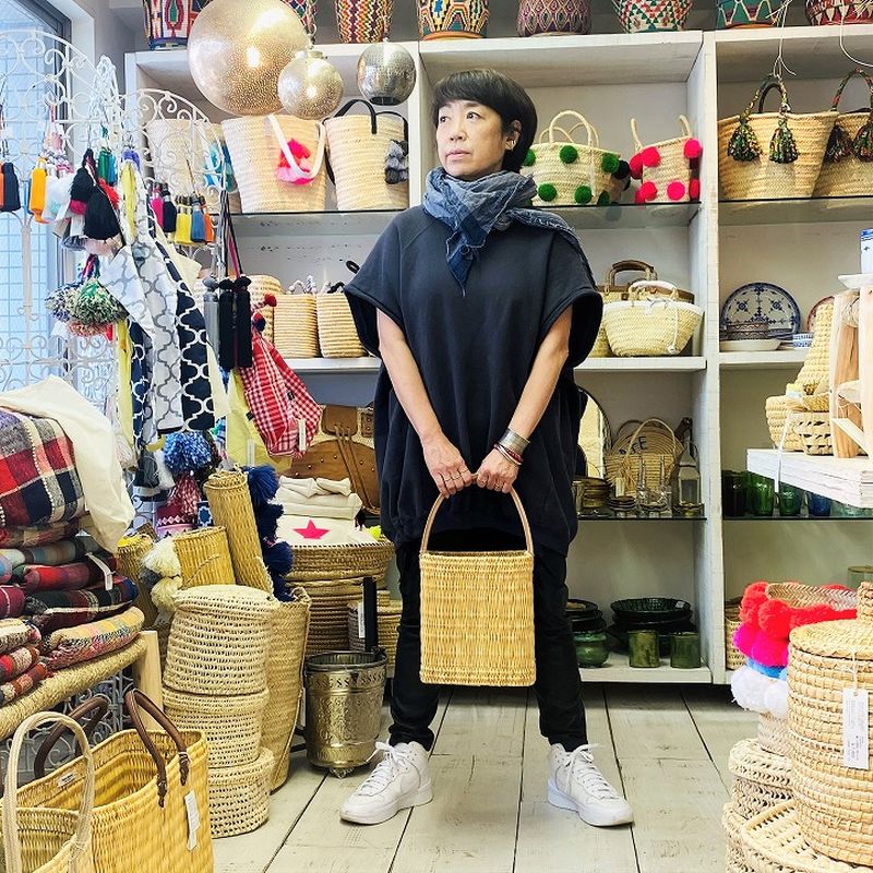 ストローワンハンドルバスケットM　ナチュラル