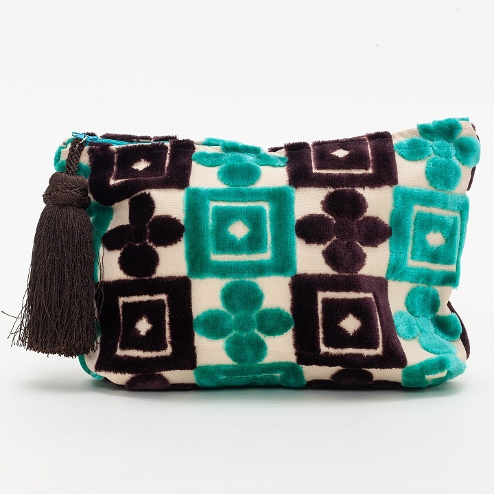 サロン生地ポーチ ブルー | ポーチ | FATIMA MOROCCO