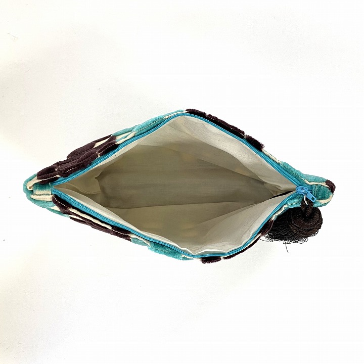 サロン生地ポーチ ブルー