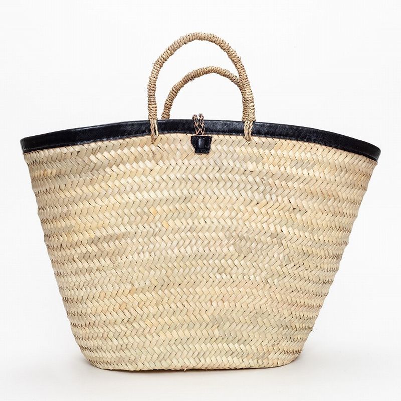 フチレザーロープバスケット ブラック LL