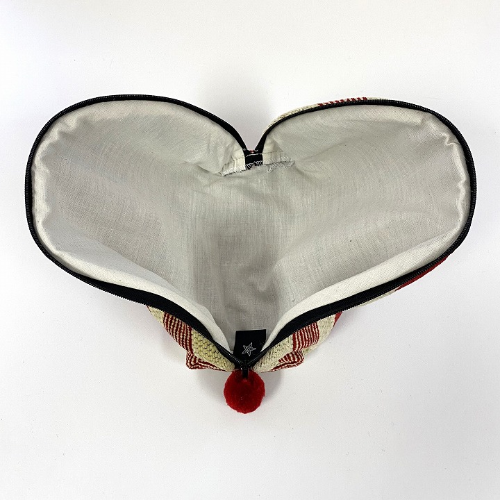 ベルベルキリム柄ラウンドポーチ レッド