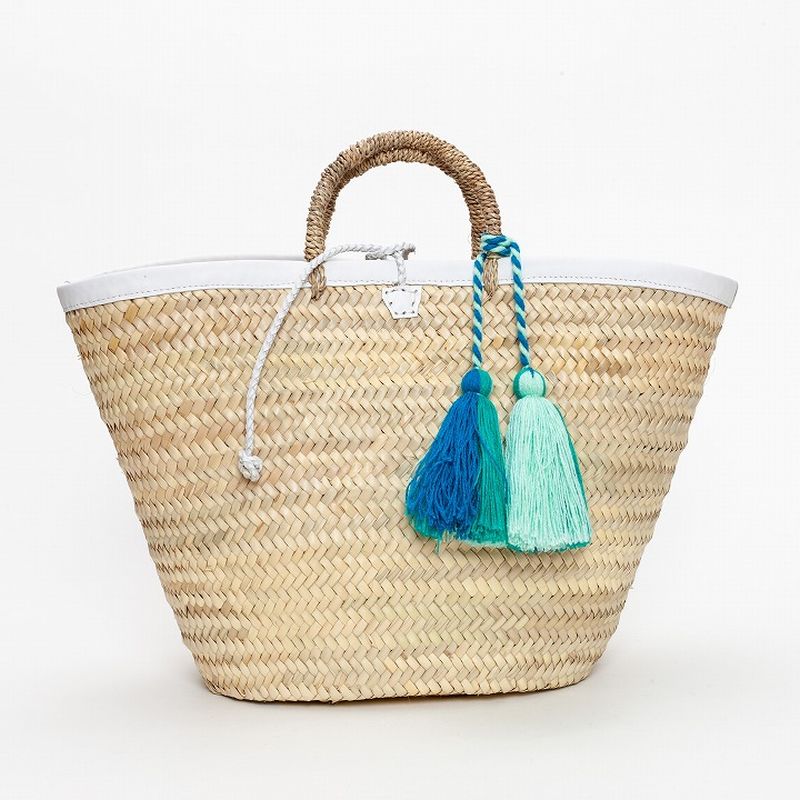 フチレザーロープバスケット ホワイト LL | かごバッグ | FATIMA