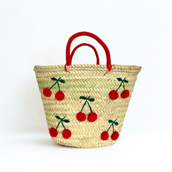 サクランボ毛糸バスケット　レッド