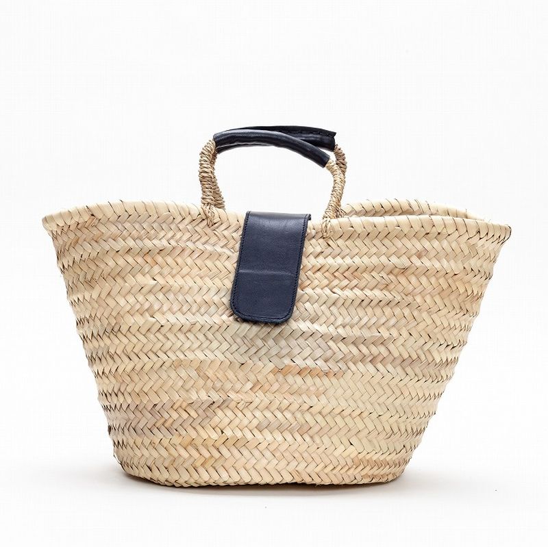 フラップレザーバスケット　ブラック　L