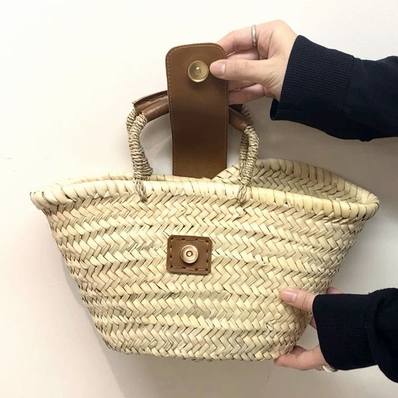 フラップレザーバスケット　ブラック　L