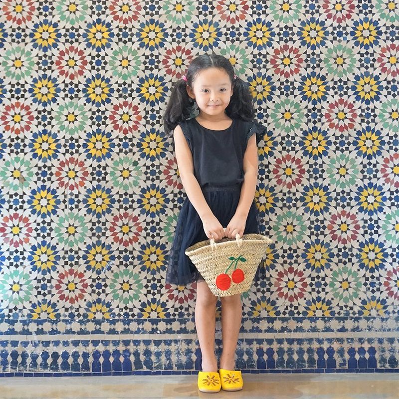 キッズ刺繍スパンコール バブーシュ　ブルー