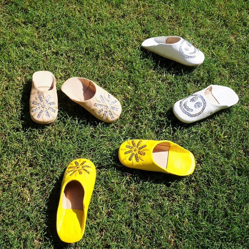 キッズ刺繍スパンコール バブーシュ　ブルー