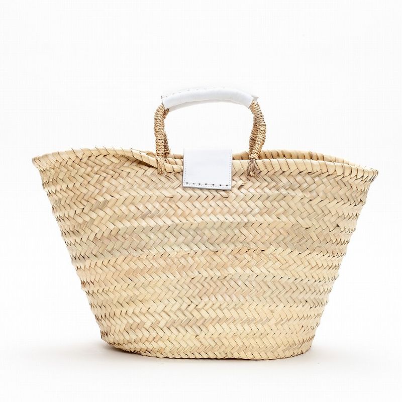 フラップレザーバスケット　ホワイト　L