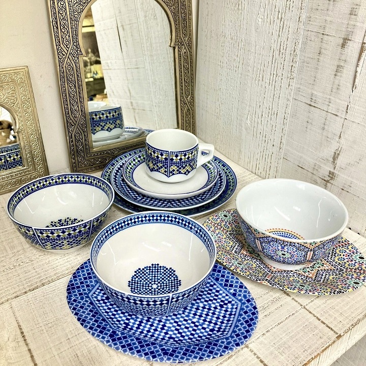 超希少！[新品]コセマCOCEMA フェズブルー平皿　23cm モロッコ3大陶器/フェズ】コセマ オーバルプレート フェズブルー