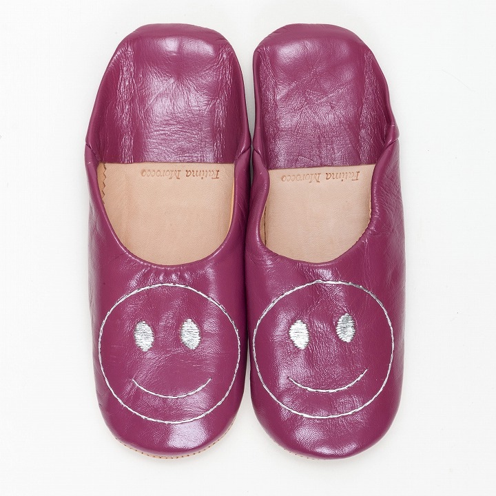 スマイルサブラ バブーシュ ピンク×タイル柄バブーシュバッグ ホワイトブラック セット