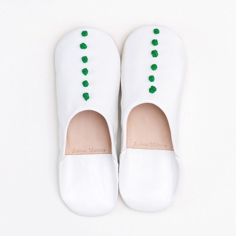 ボタン バブーシュ　グリーン