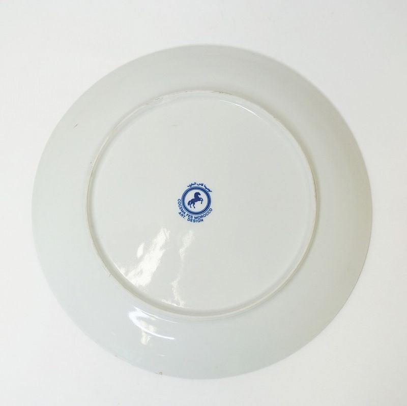 【モロッコ3大陶器/フェズ】コセマ　プレートL　フェズグリーン