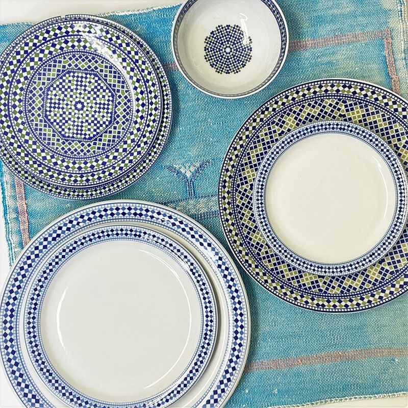 【モロッコ3大陶器/フェズ】コセマ　プレートL　フェズグリーン