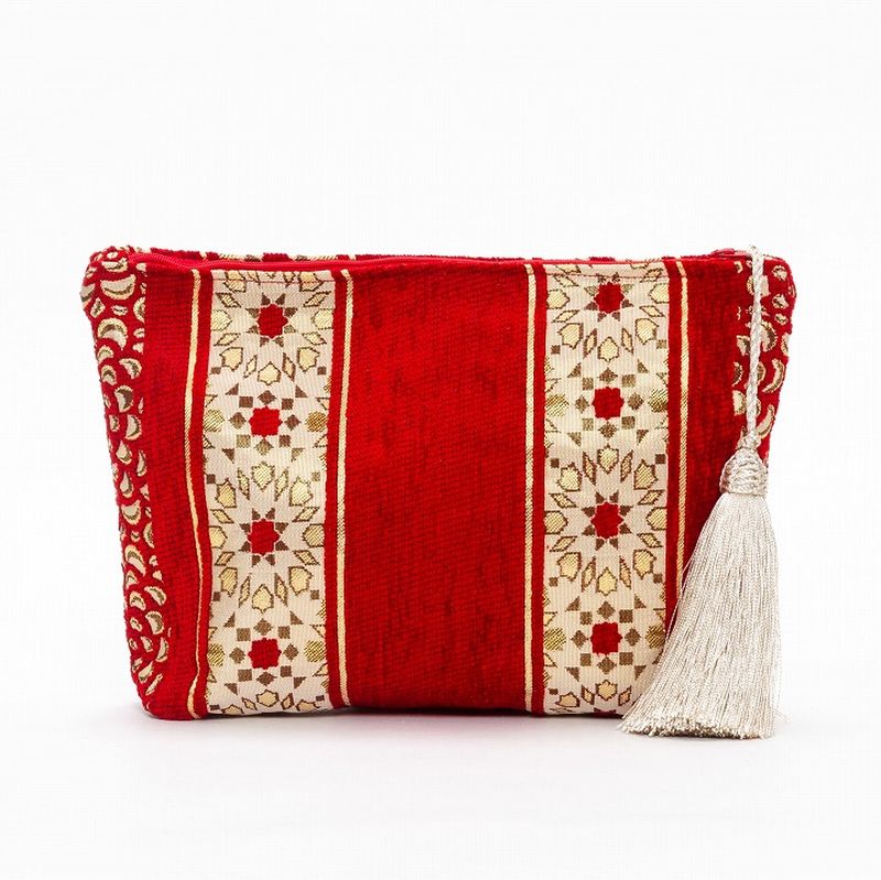 ラインアラベスクポーチL　レッド