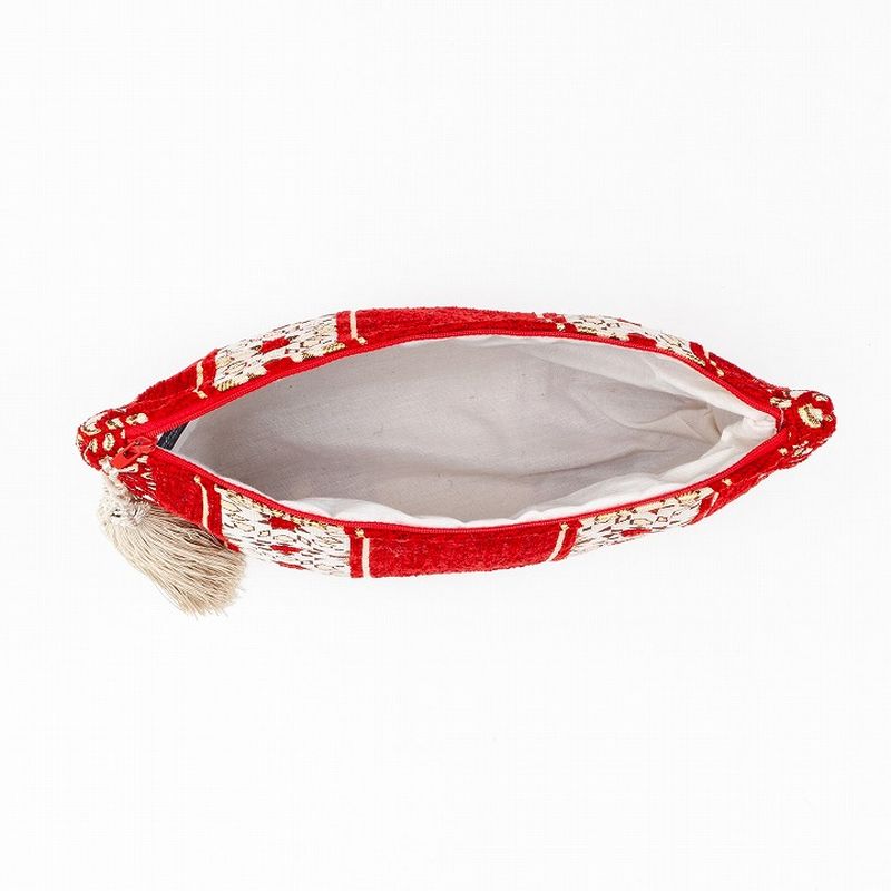 ラインアラベスクポーチL　レッド