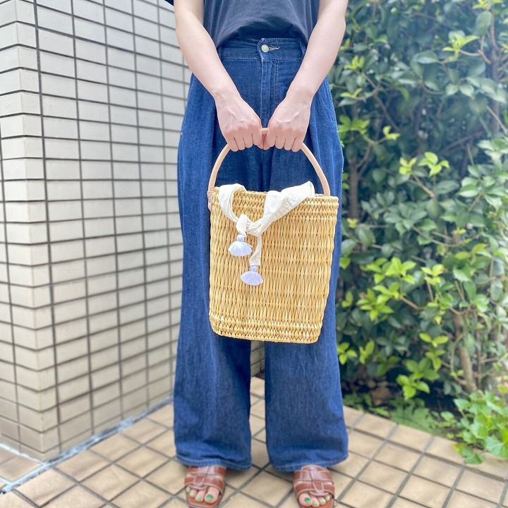 【美品】Fatima Morocco　ストローワンハンドルバスケットS ストローワンハンドルバスケットS ホワイト | かごバッグ