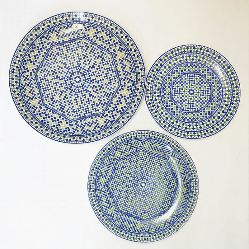 【モロッコ3大陶器/フェズ】コセマ　プレートM　フェズグリーン