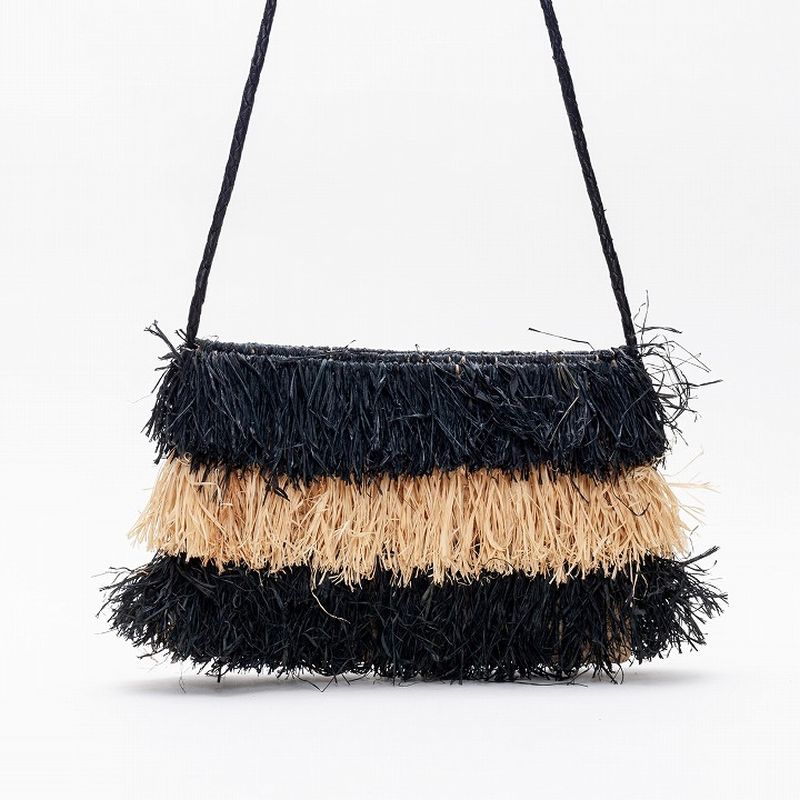 ラフィアショルダーL　ブラック