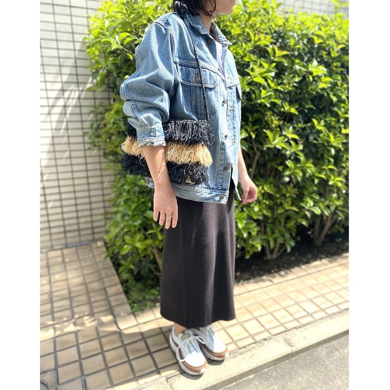 ラフィアショルダーL　ブラック