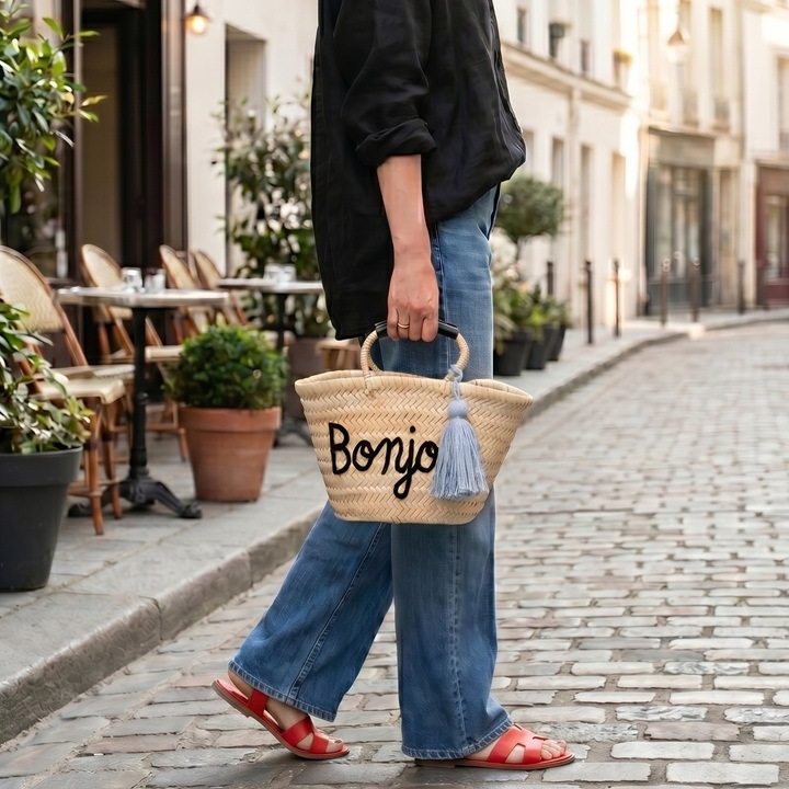 タッセルメッセージバスケットM Bonjour ブラック