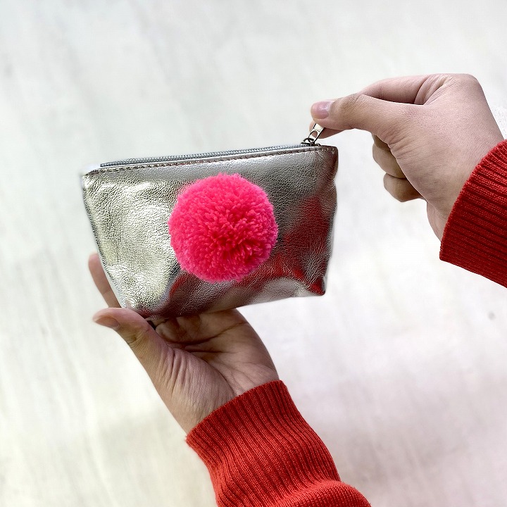 マルポンポンミニポーチ シルバー | ポーチ | FATIMA MOROCCO