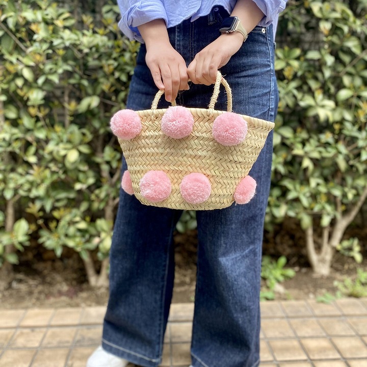 ポンポンバスケットM　ライトピンク