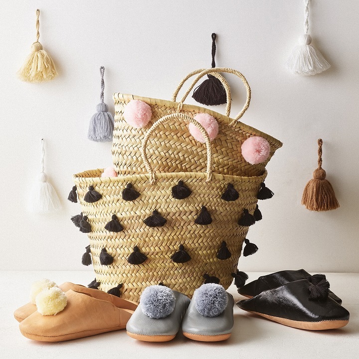 ポンポンバスケットM　ライトピンク