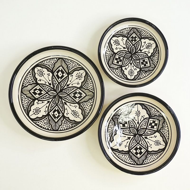 【モロッコ3大陶器】サフィ　プレート　ブラック 　L