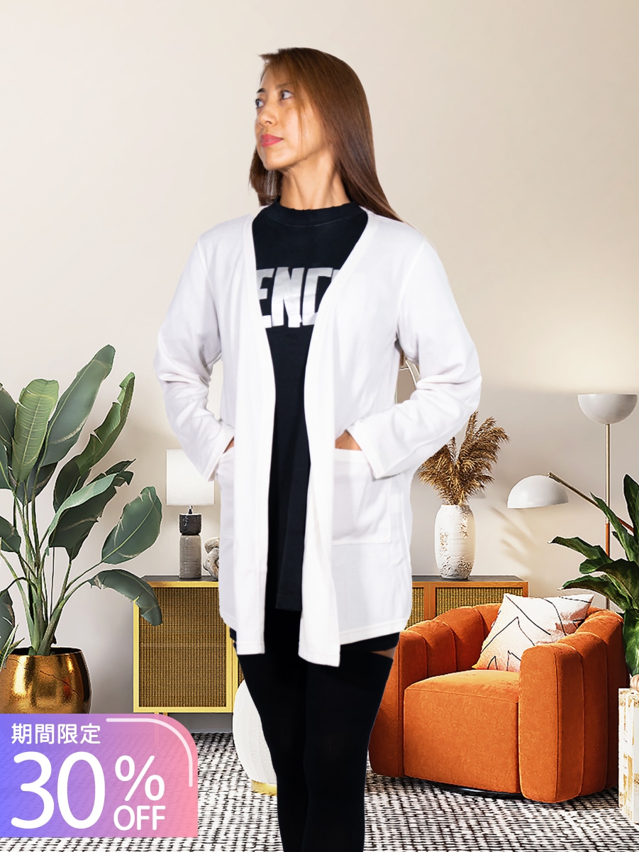 新品タグ付き✨FEDELI フェデーリ【44】カーディガン ホワイト 無地 清涼和紙ライトカーディガン/ホワイト | Factelier (ファクトリエ)