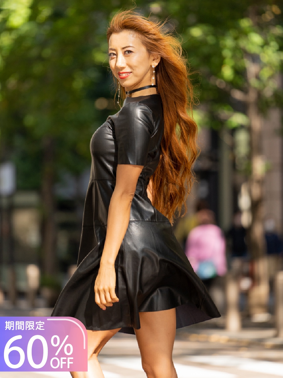 FAVOLINK produced by YURI YASUI： 【SALE】フェイクレザーワンピース