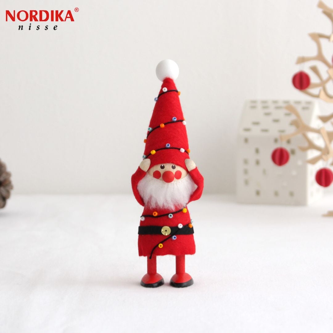 ノルディカニッセ 電飾にからまるサンタ フェルトシリーズ 赤 NORDIKA