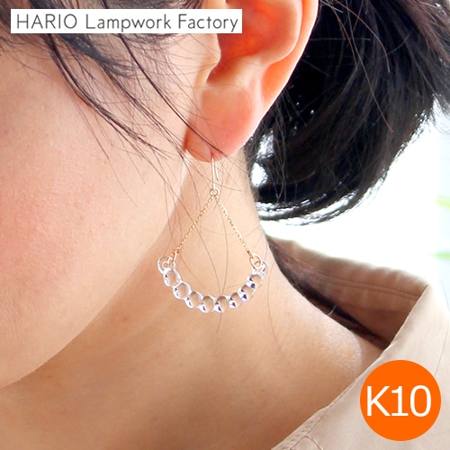 ハリオ ピアス アール K10 Water Drops 雫 ガラス製 HARIO Lampwork 