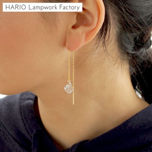 ハリオ ピアス メルティーキューブ Abstract ゆれる ガラス製 HARIO